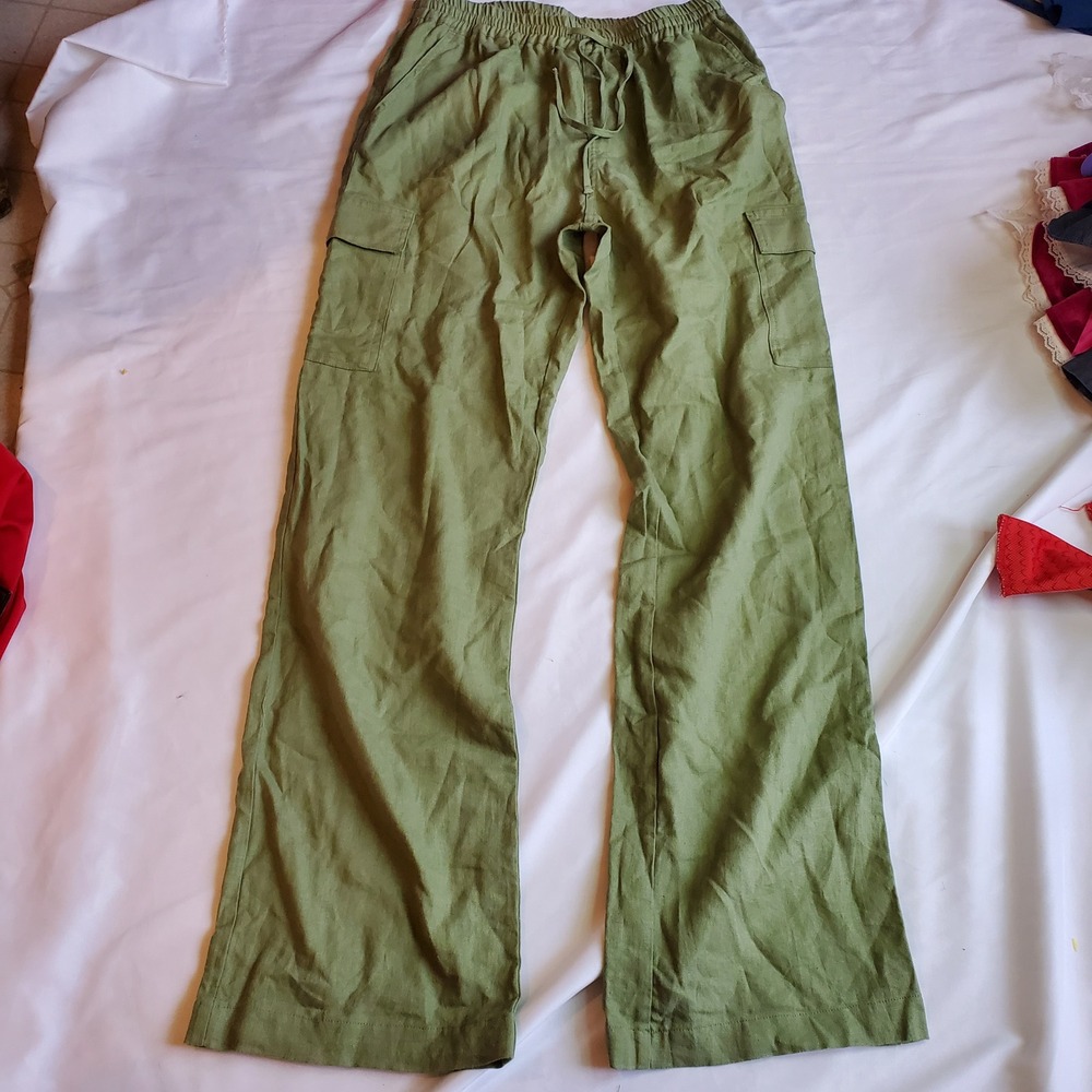 Women's Olive Green Cargo Wide-Leg Pants